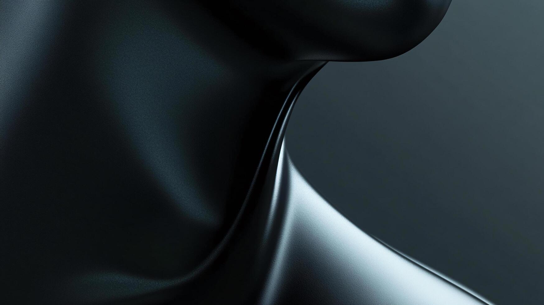 Close up of a neck with a black background. The neck is made of a shiny material and he is a mannequin photo