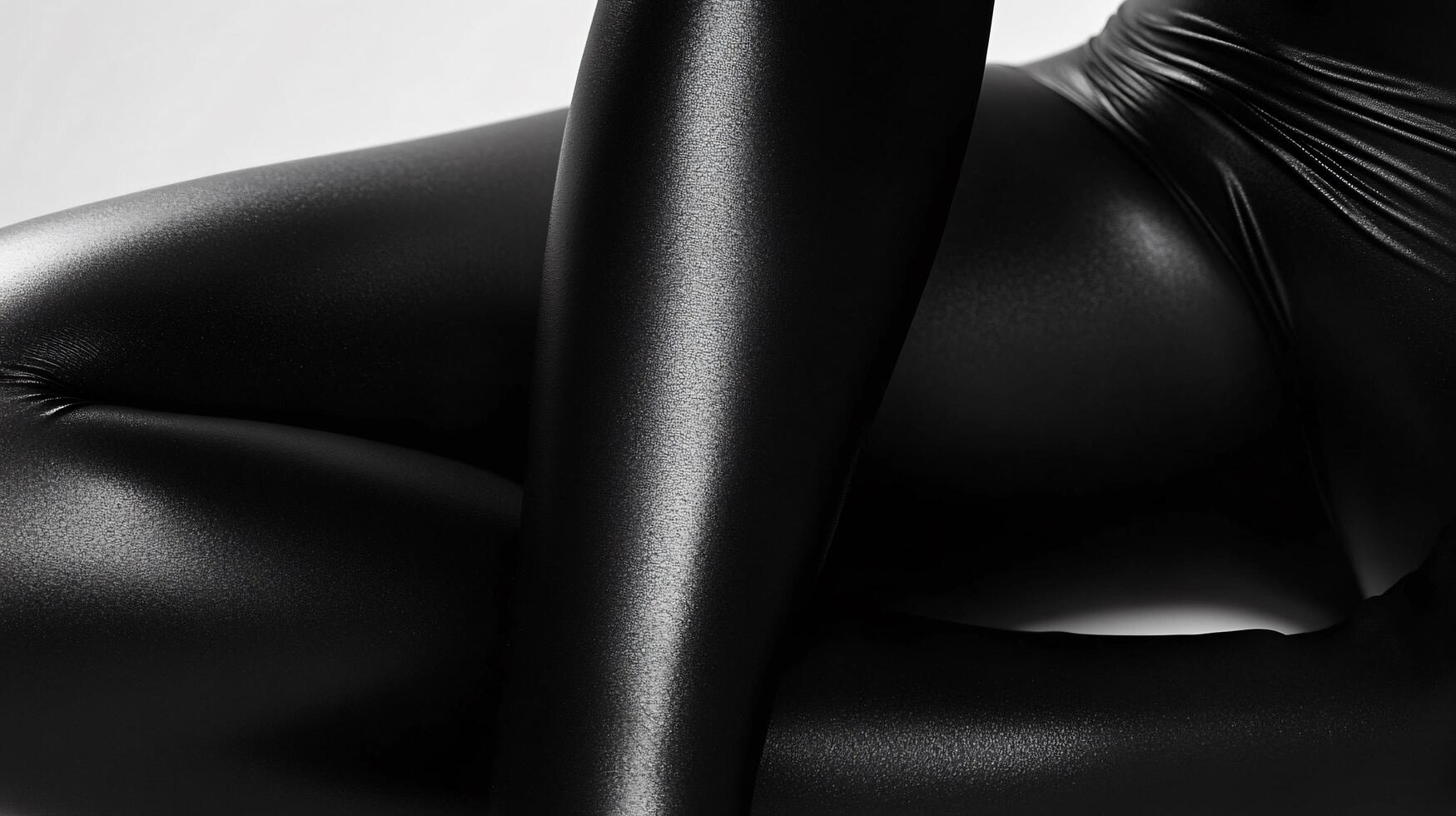 Woman is sitting with her legs crossed and her arms crossed. She is wearing black leggings and a black top. The image has a moody and mysterious feel to it photo
