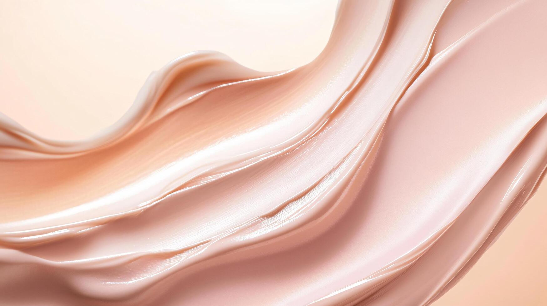 Creamy, pink substance is flowing down a smooth, curved line. Concept of movement and fluidity, as if the substance is being applied to the skin in a gentle, even manner photo