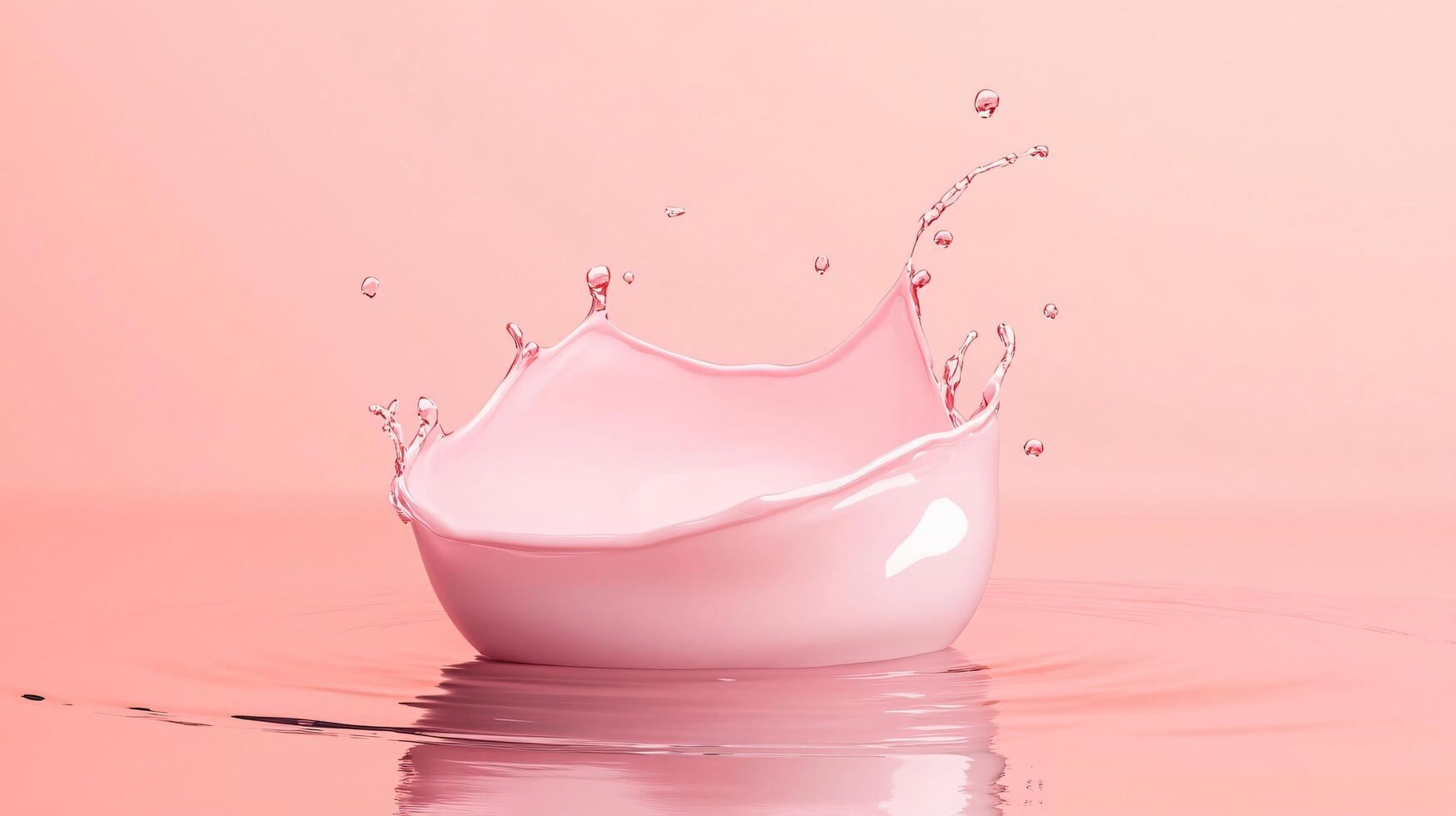 Splash of pink water on a pink background. The splash is small and the water is calm photo