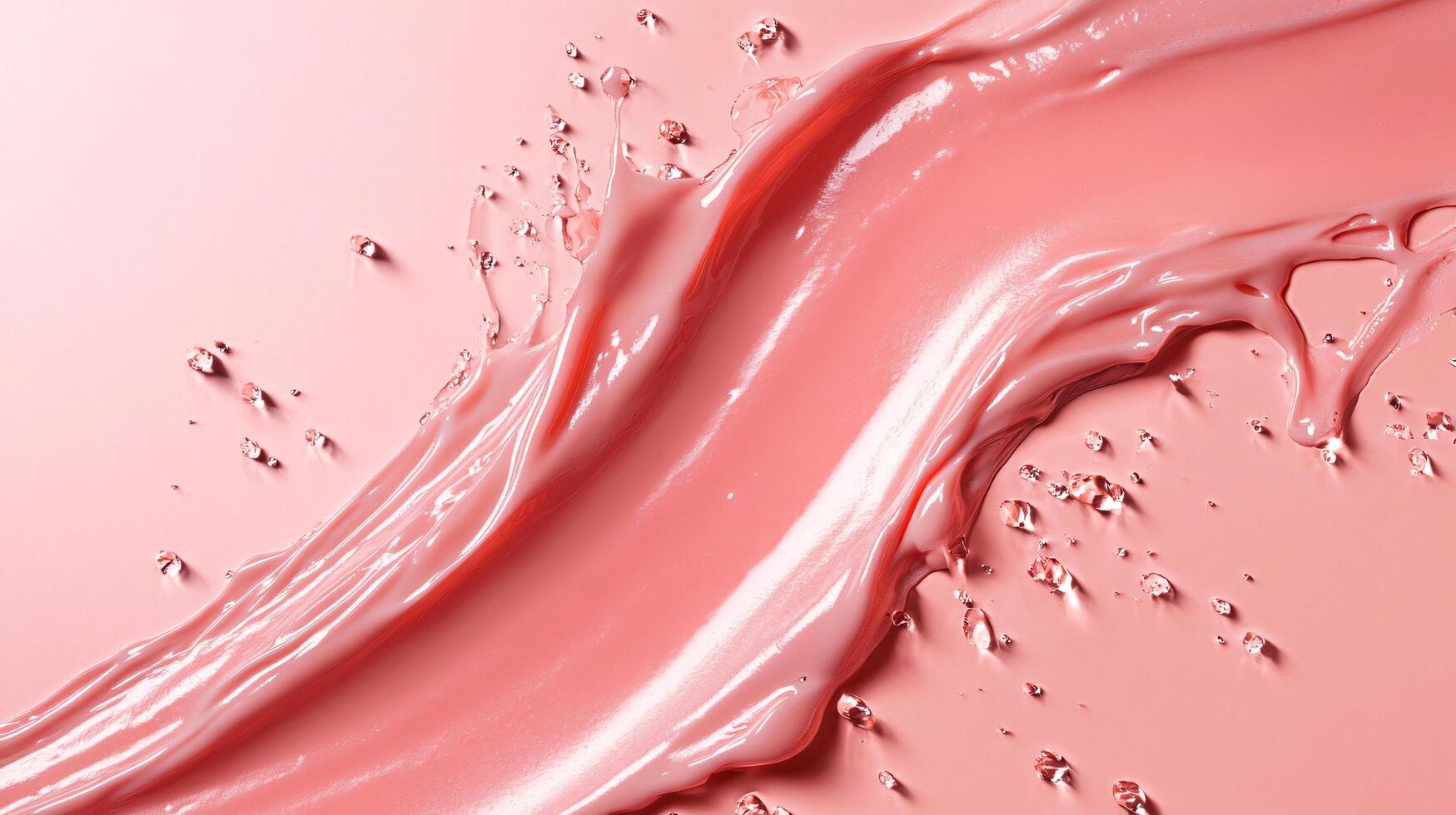 Splash of pink liquid is splashed across a pink background. The splash is made up of small droplets of liquid, creating a sense of movement and energy. The pink color of the liquid photo