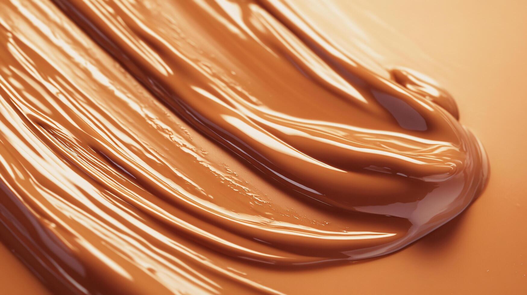 Brown liquid with a shiny, smooth texture. It is a lotion or a cream photo