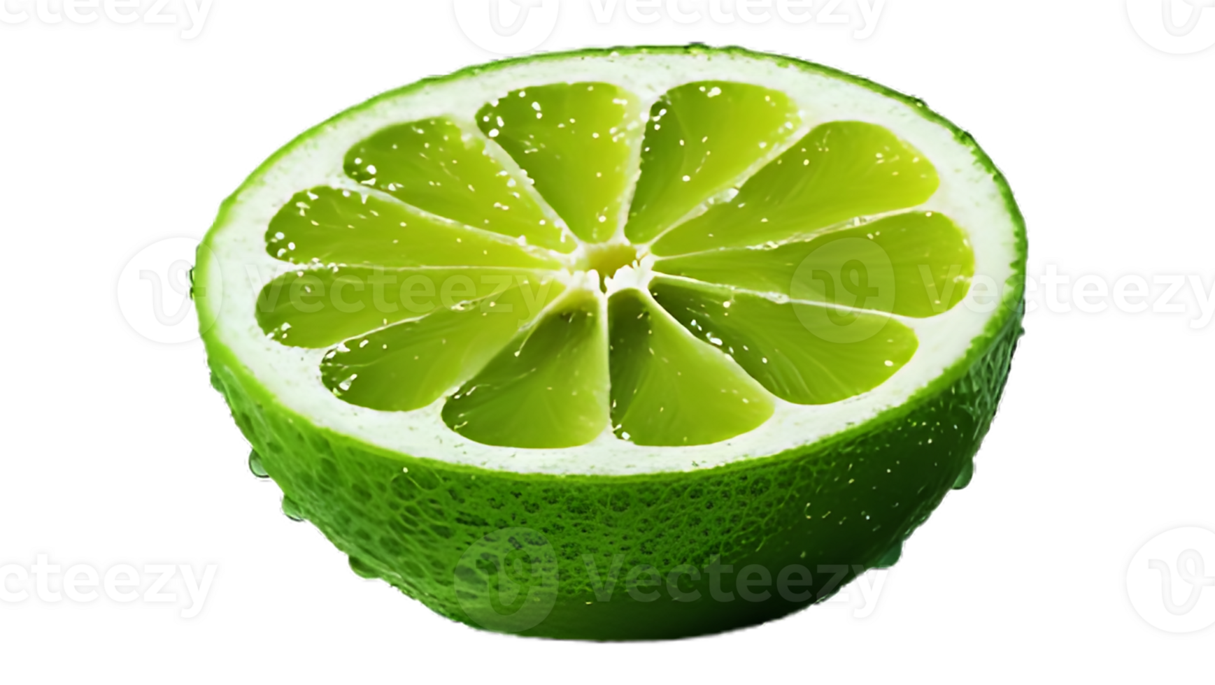 Closeup of fresh lime slice isolated on transparent background image png