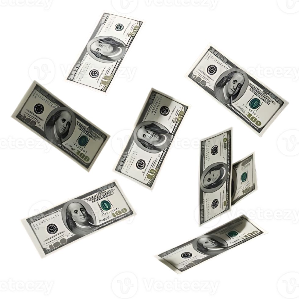 Realistic 100 Dollar Banknotes Flying Perfect for Design Projects png