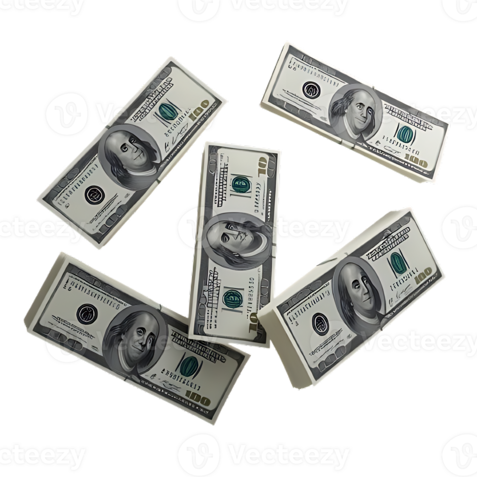High Quality Flying 100 Dollar Bills with Transparent Background png