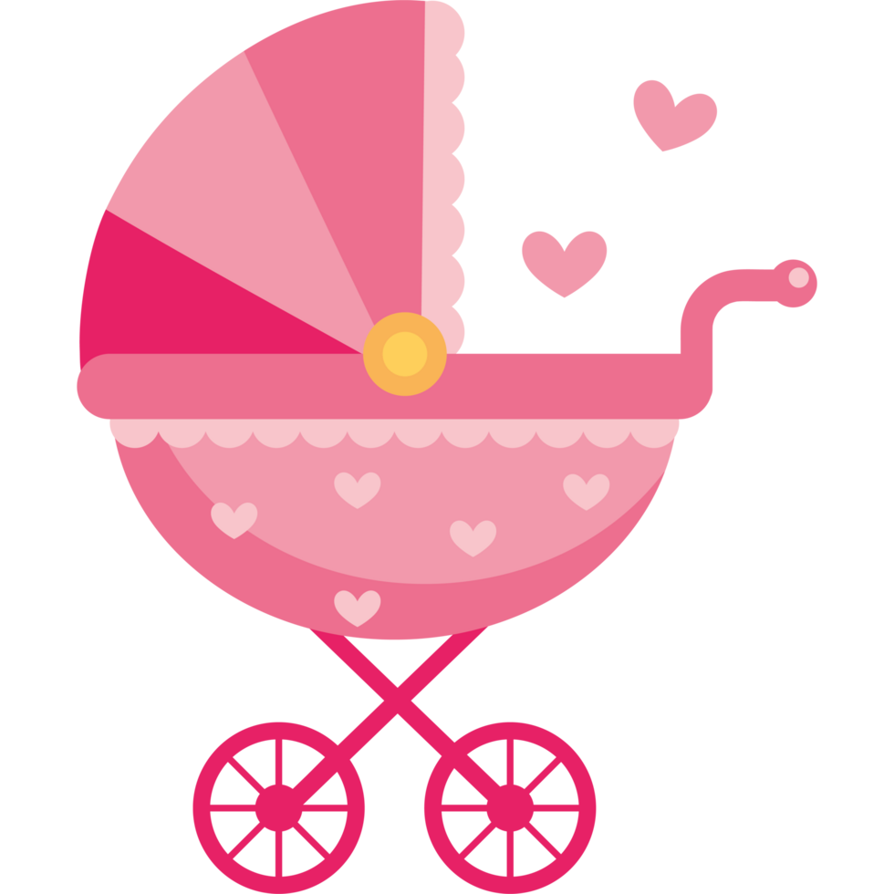 baby shower pink pram png