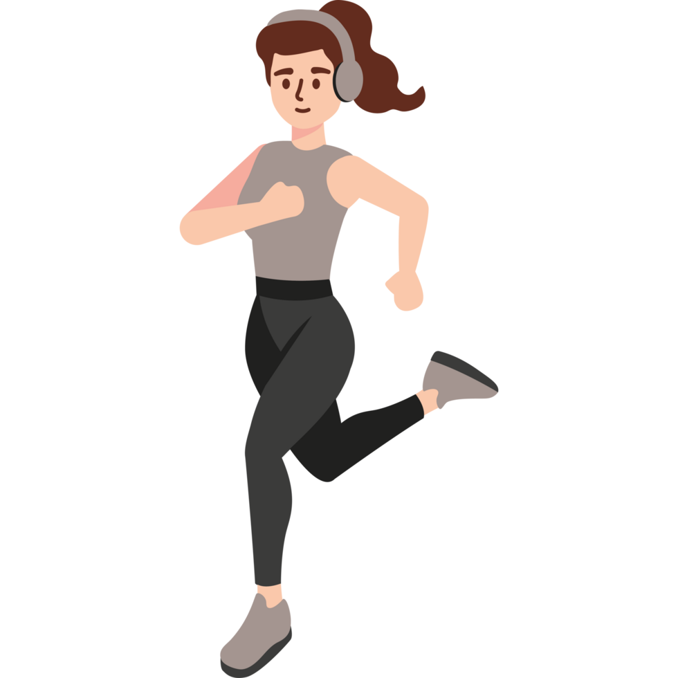 runner woman with headphone png