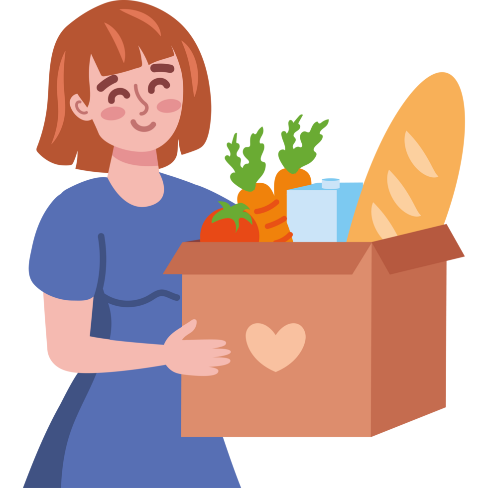 woman and food donation png