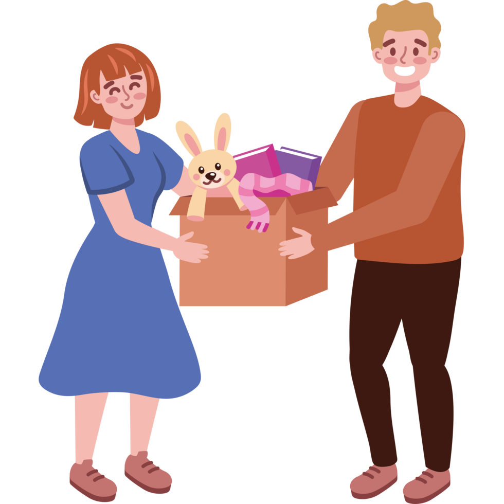 couple and donation box png