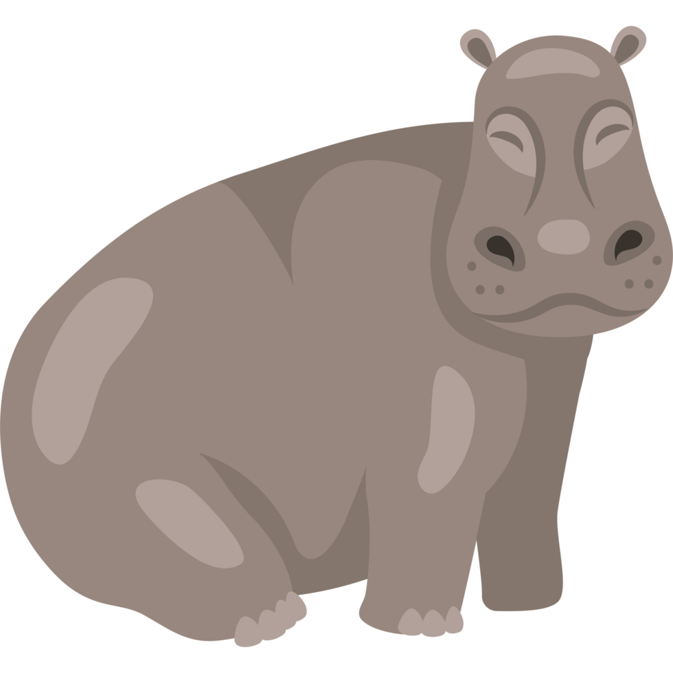 happy hippo sitting png