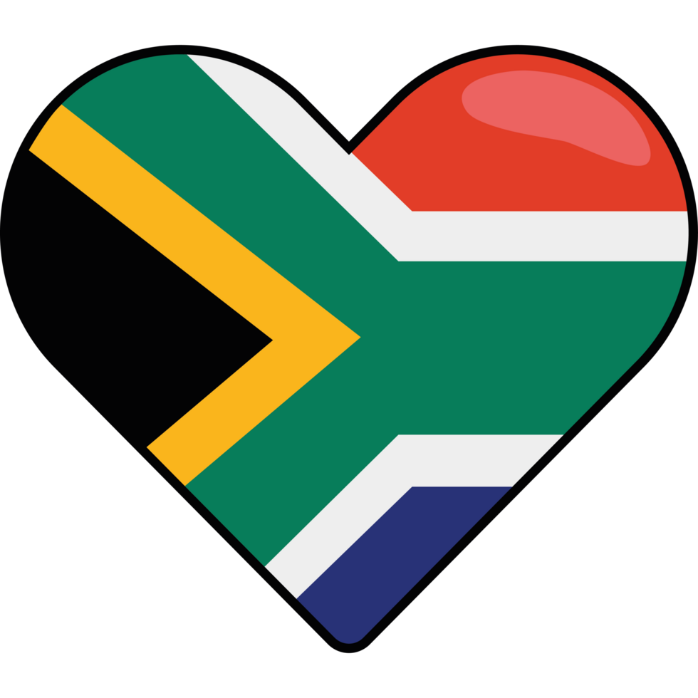 south africa flag in heart png