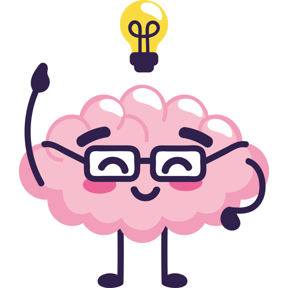 cute brain creative comic png