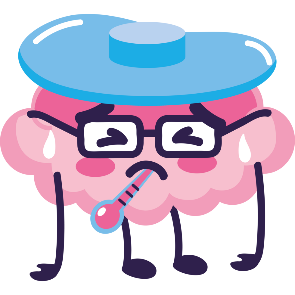 sick brain with fever png