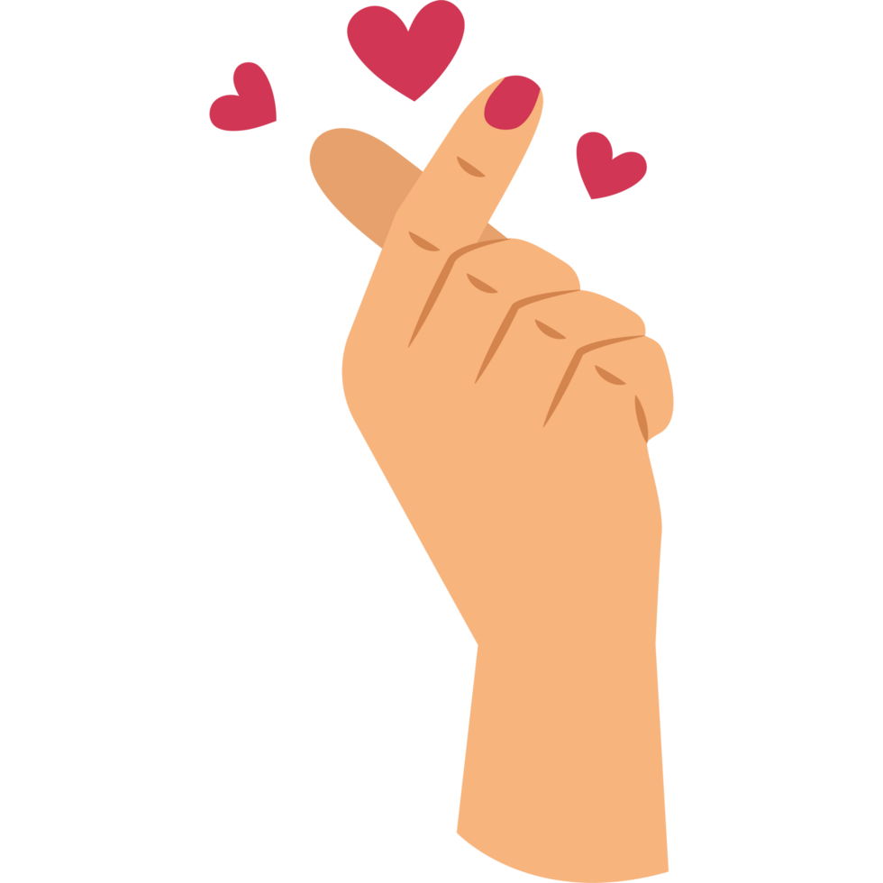 female hand gesture sign i love you with red heart png