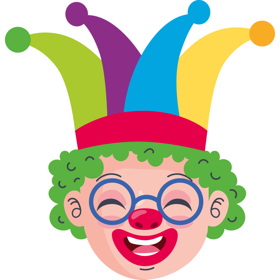 happy clown head with jester hat png