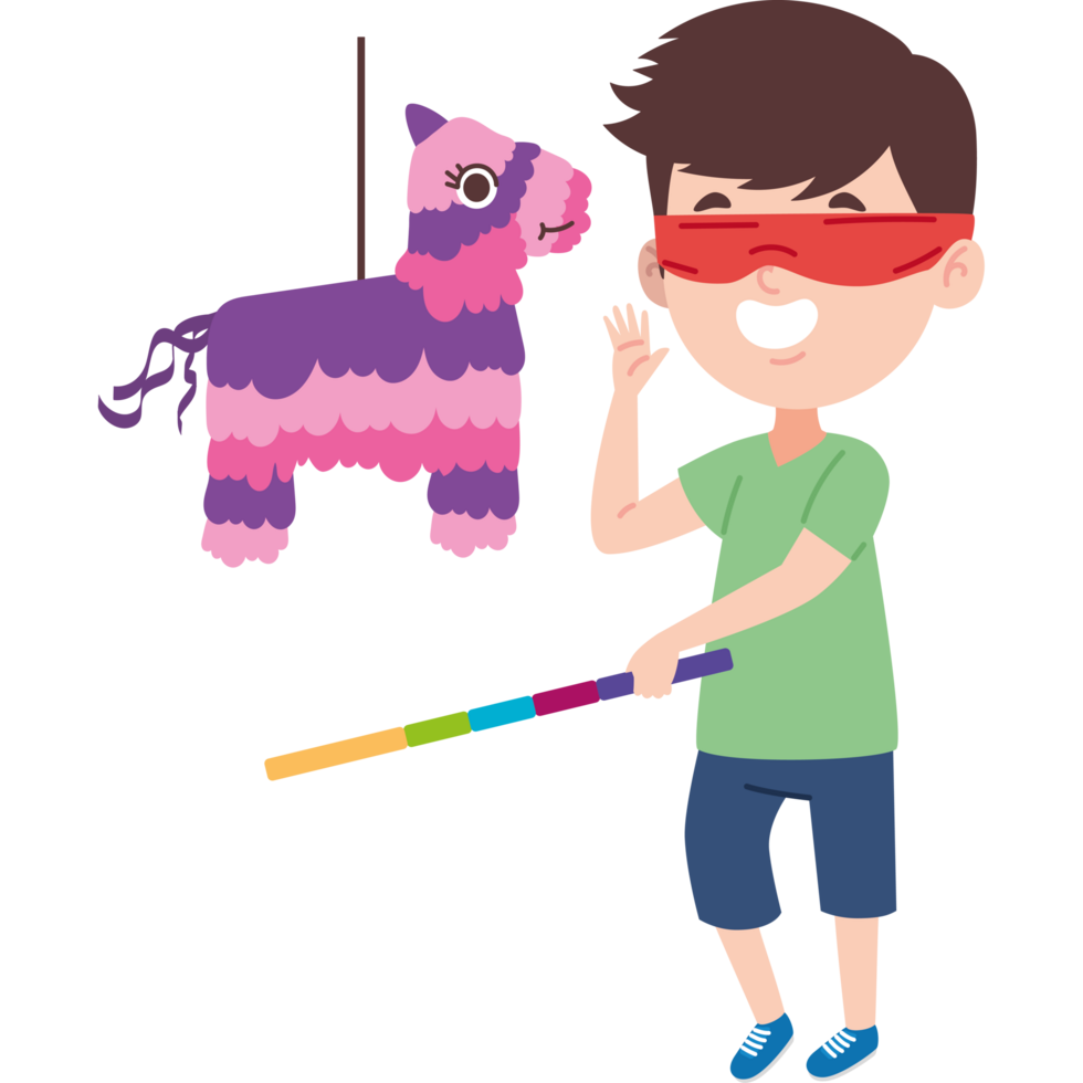 children hitting pinata birthday party png