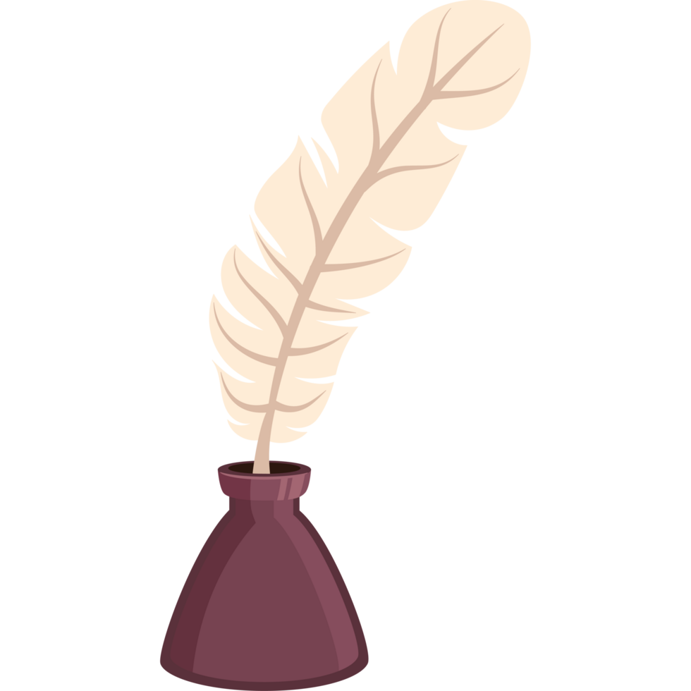 feather pen in ink bottle png