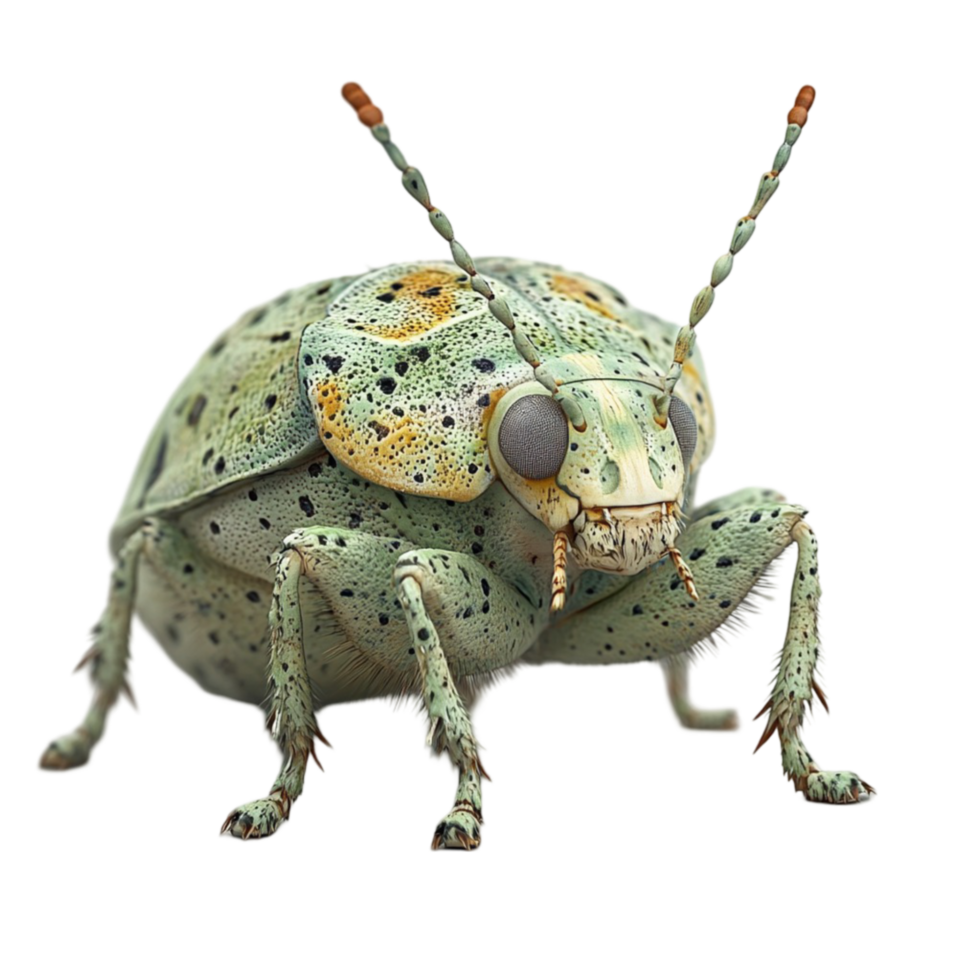 Unique Green Bug with Intricate Patterns and Detailed Legs png