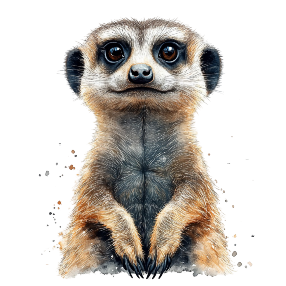 Cute Meerkat Sitting Upright with Adorable Expression png