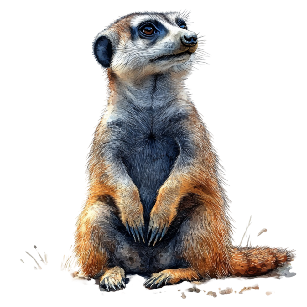 Curious Meerkat Sitting Upright in Its Natural Habitat png