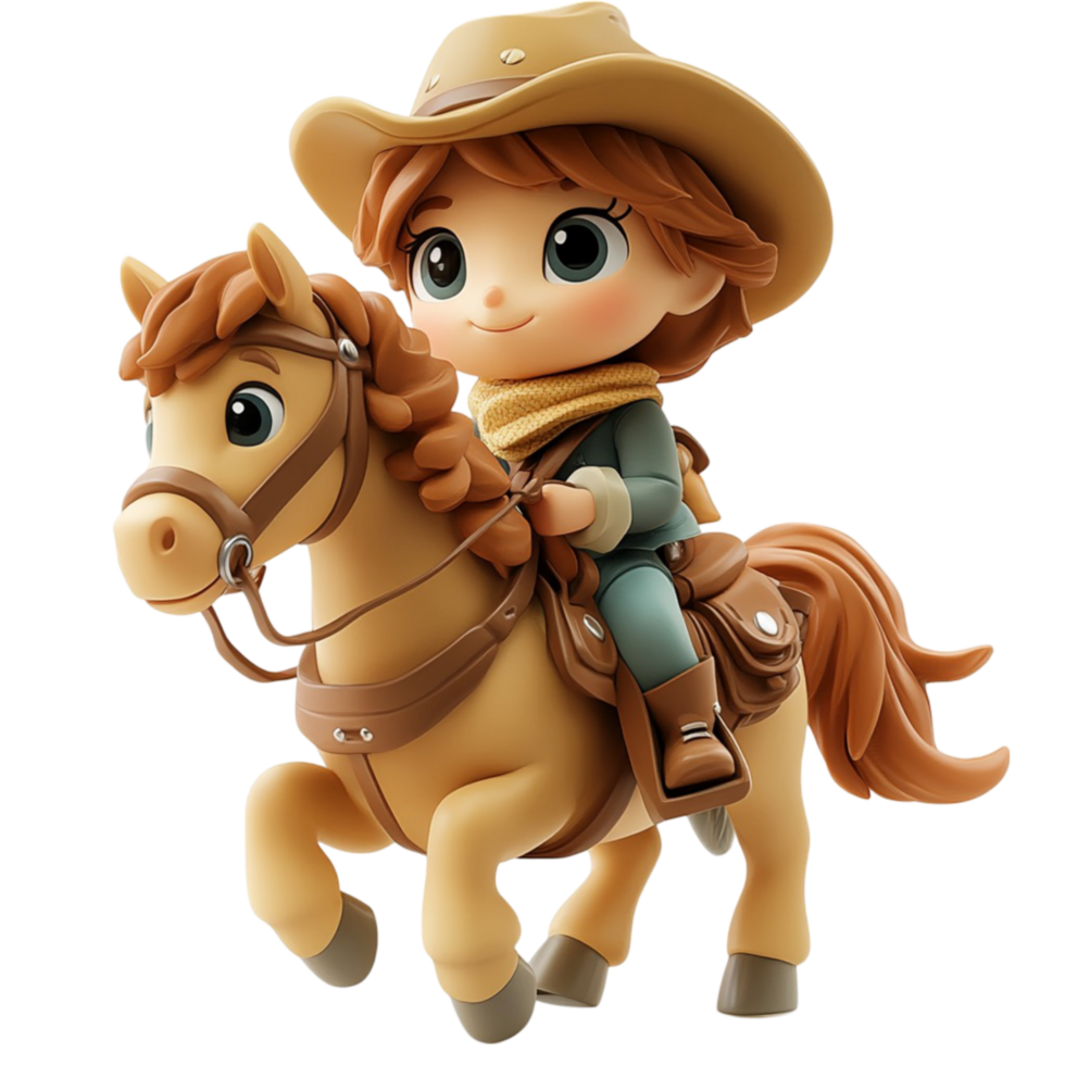 Cheerful Cowboy Boy Riding a Horse png