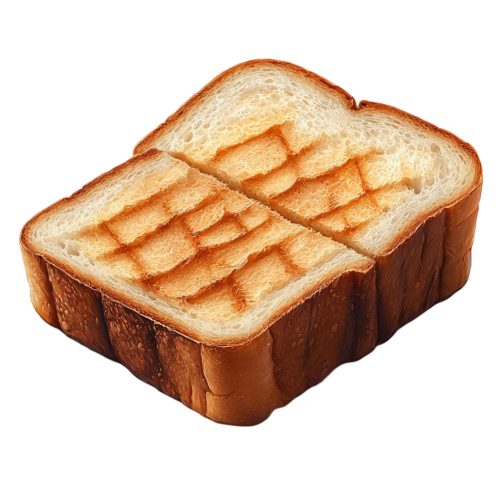 Slice of Bread with Grid Pattern on Transparent Background png