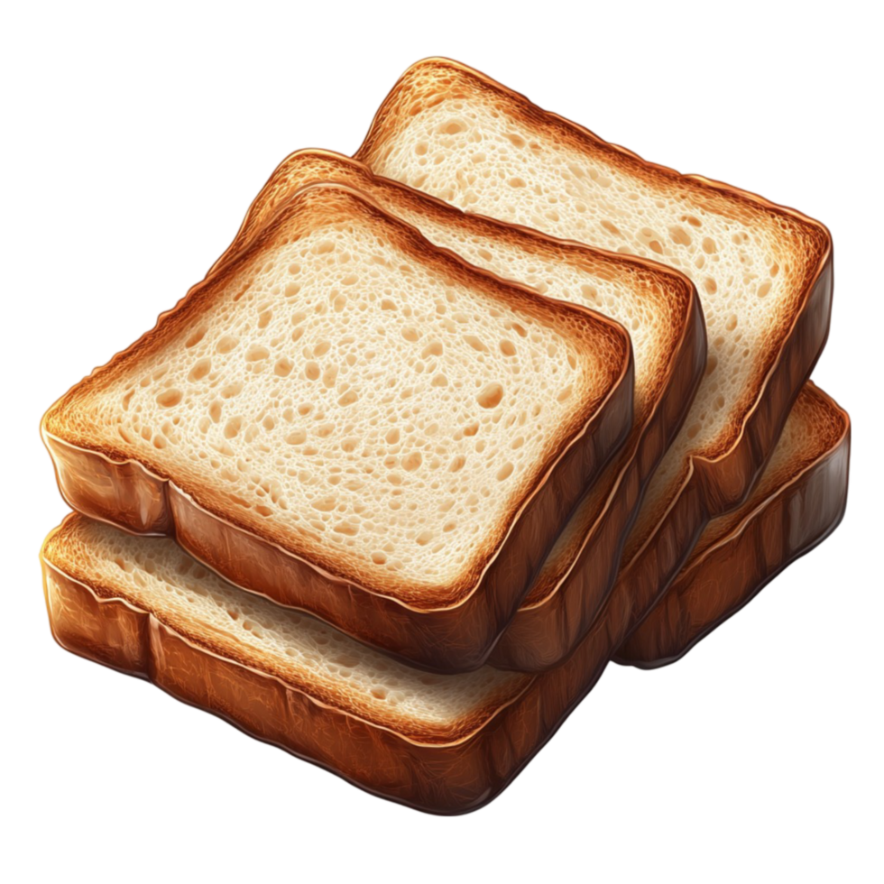 Three Slices of Bread Stacked on Transparent Background png