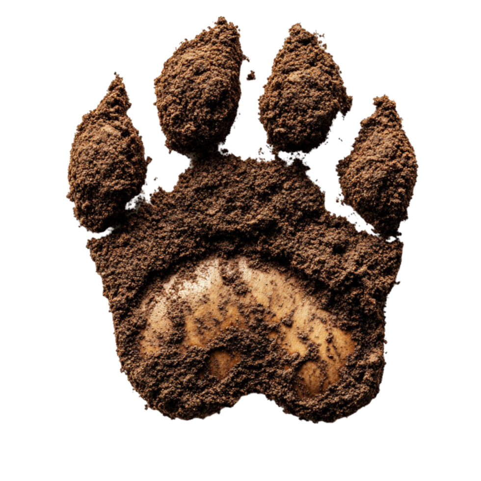 Paw Print Filled with Soil on Transparent Background png