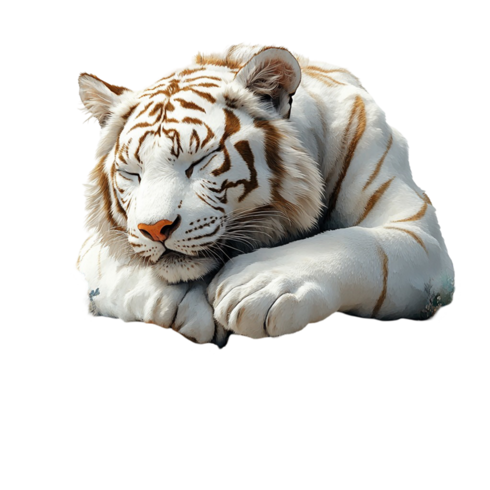 White Bengal Tiger with Orange Stripes Resting png