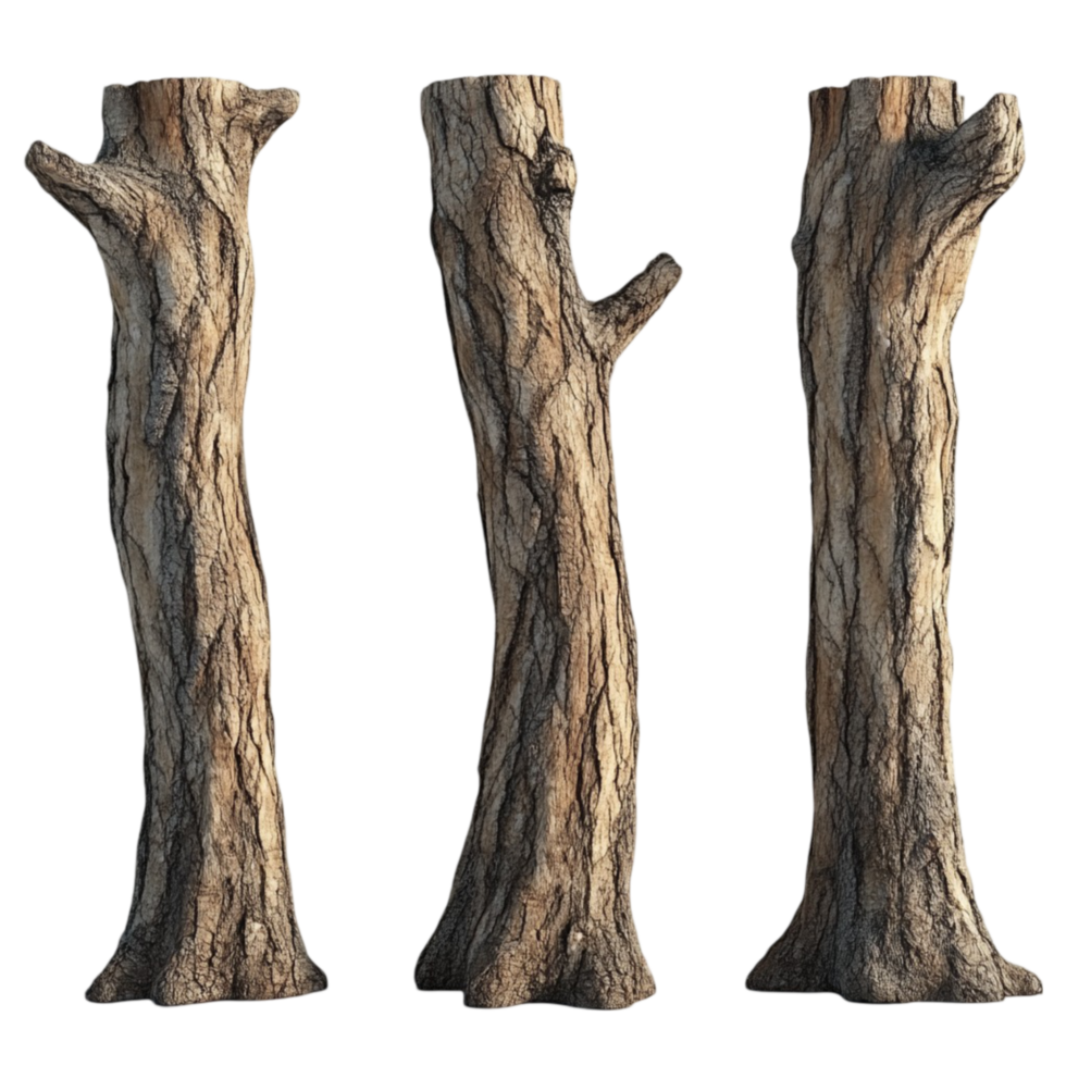 Tree Trunks with Realistic Bark Texture png
