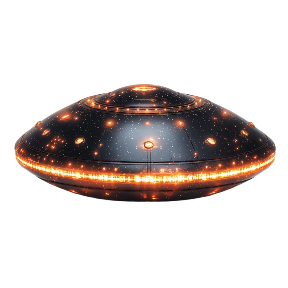 Futuristic UFO with Glowing Lights png