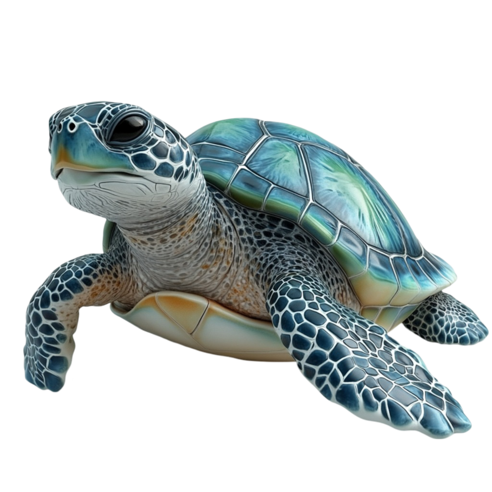 Graceful Sea Turtle Swimming in Blue Waters png