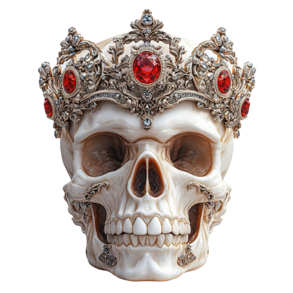 Skull with Ruby-Encrusted Crown png