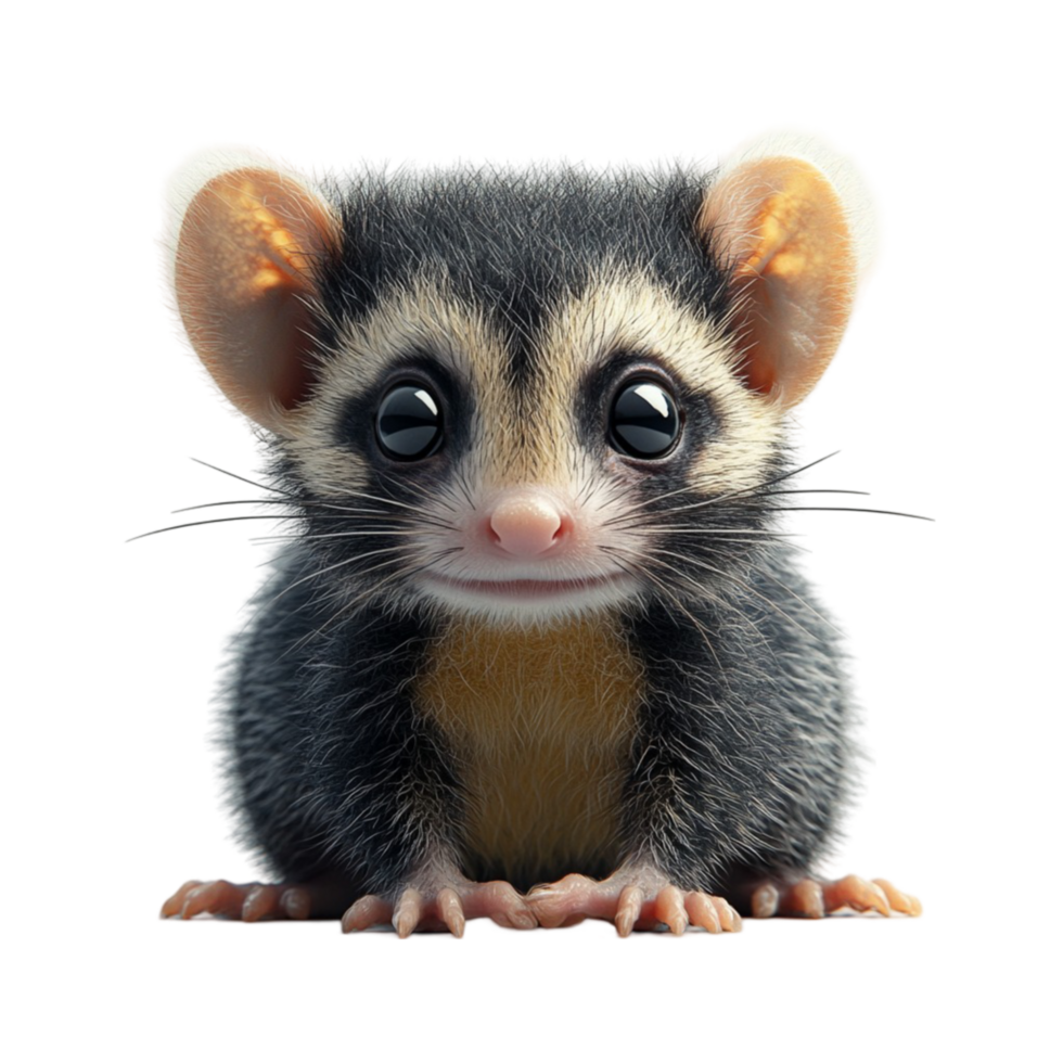 Cute Little Mouse with Big Eyes on Transparent Background png