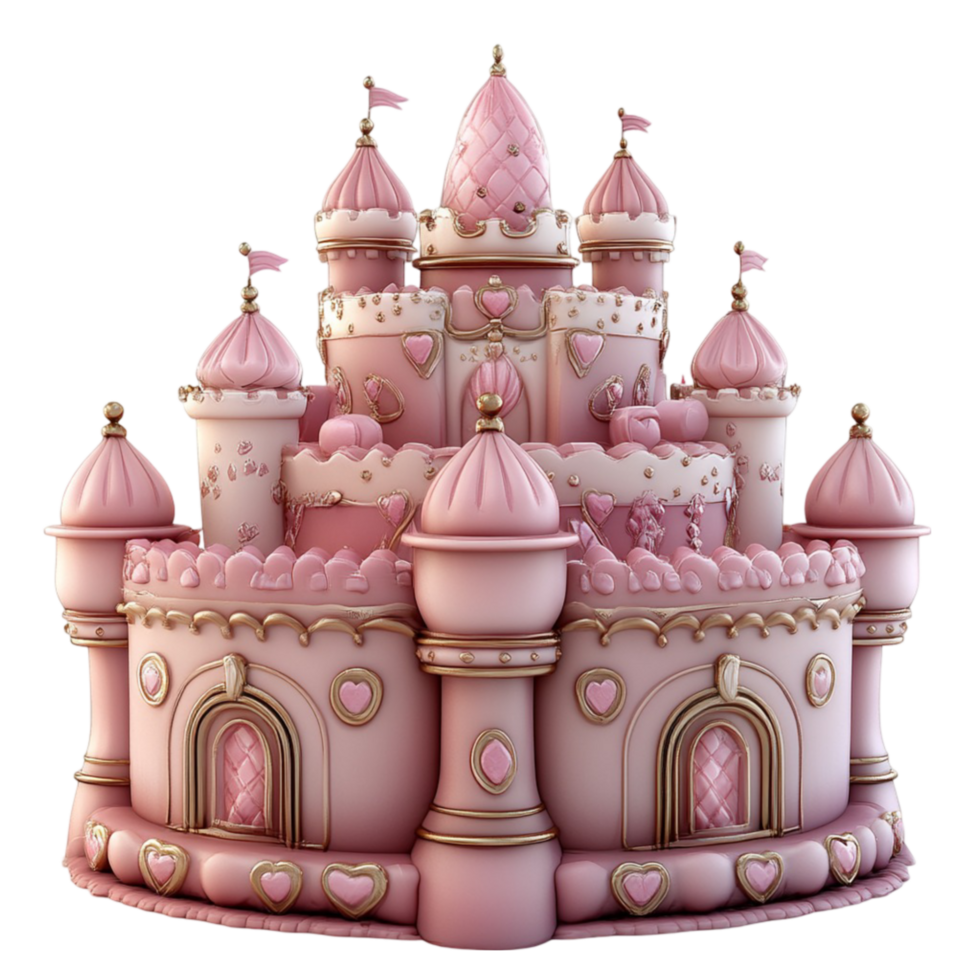 Pink Princess Castle with Turrets on Top png