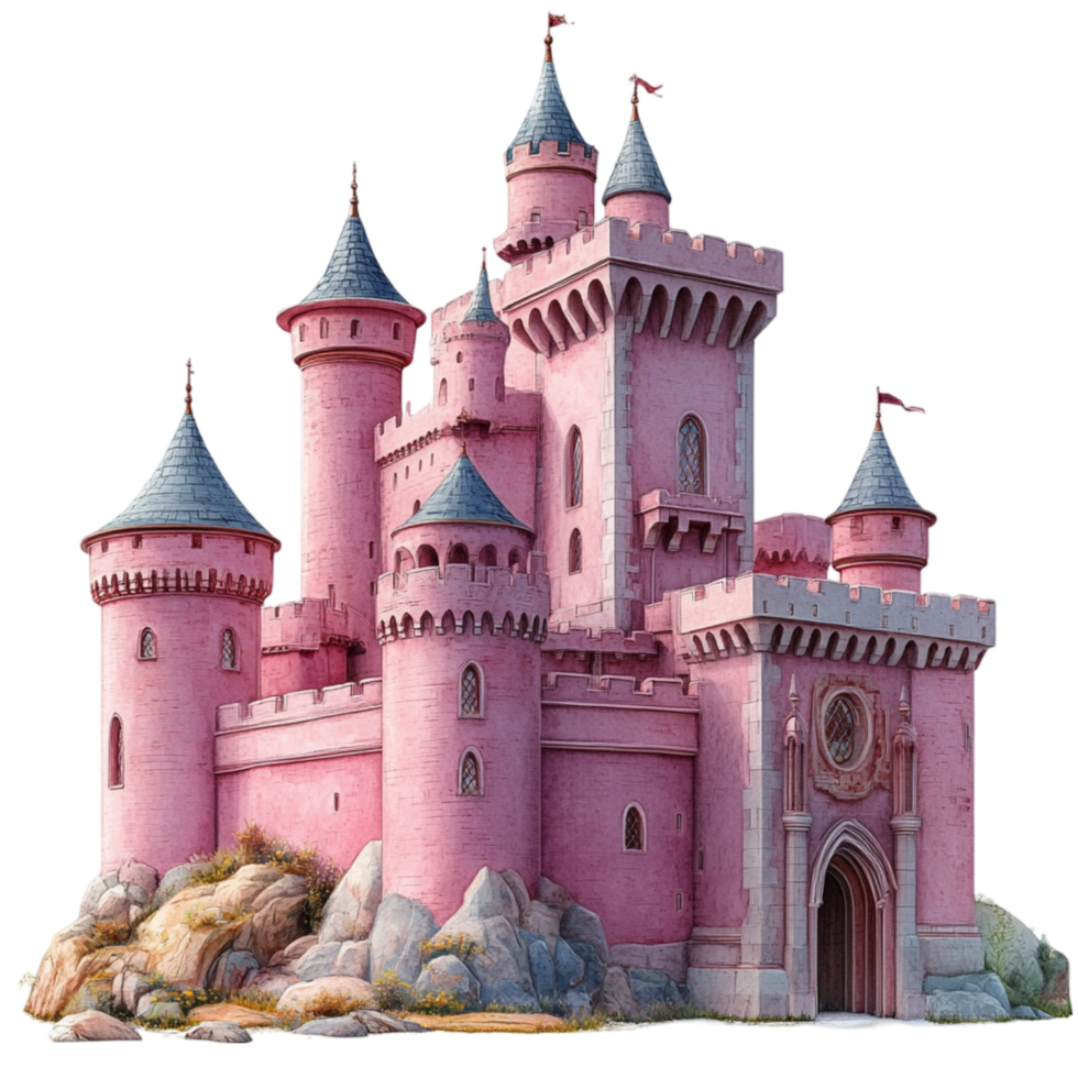 Pink Castle with a Tower on Top png