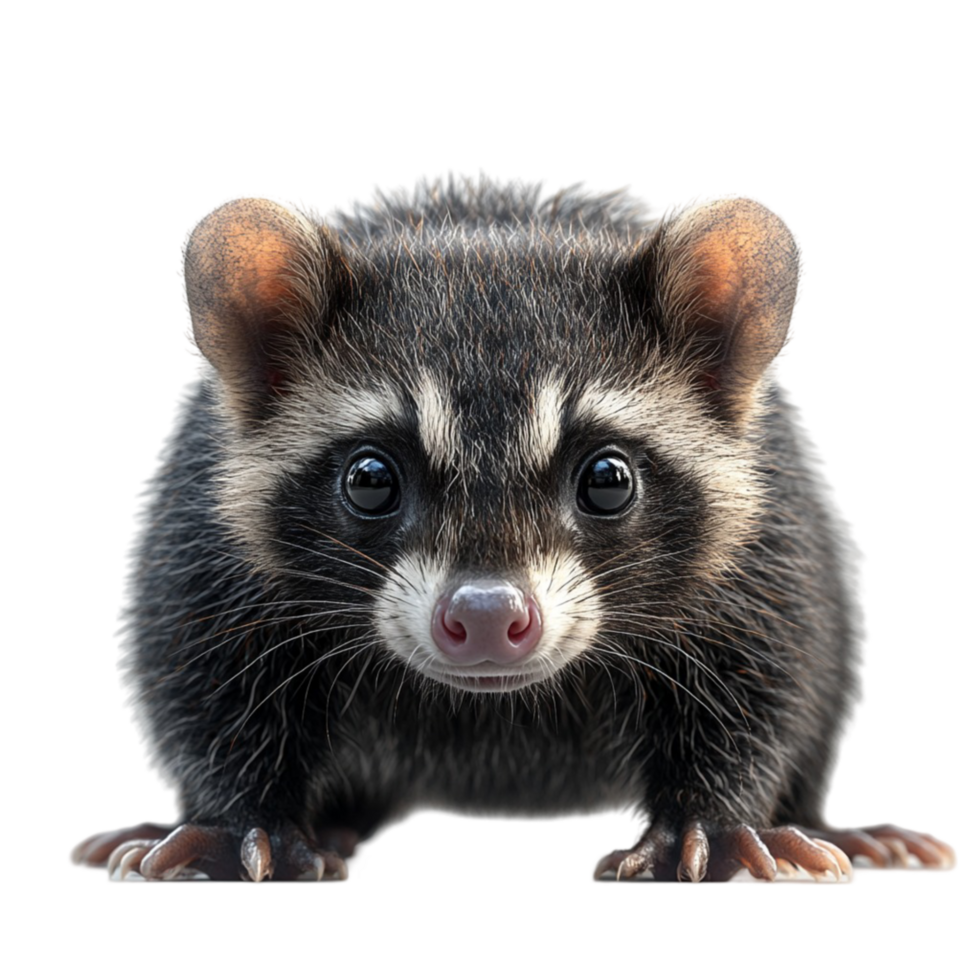 Cute Raccoon-Like Animal with Round Head, Brown Fur, and Large Expressive Eyes png
