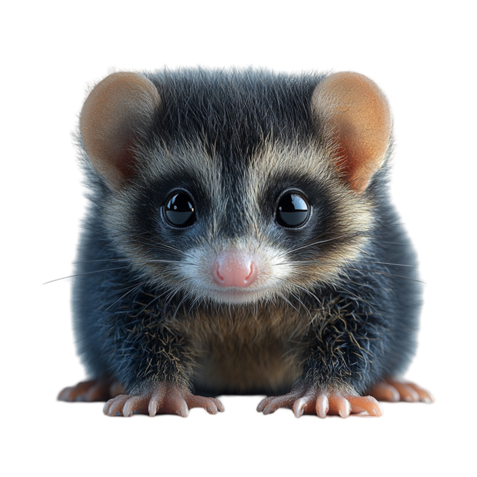 Cute, Fluffy Animal with Large Expressive Eyes, Small Ears, and Pink Nose png