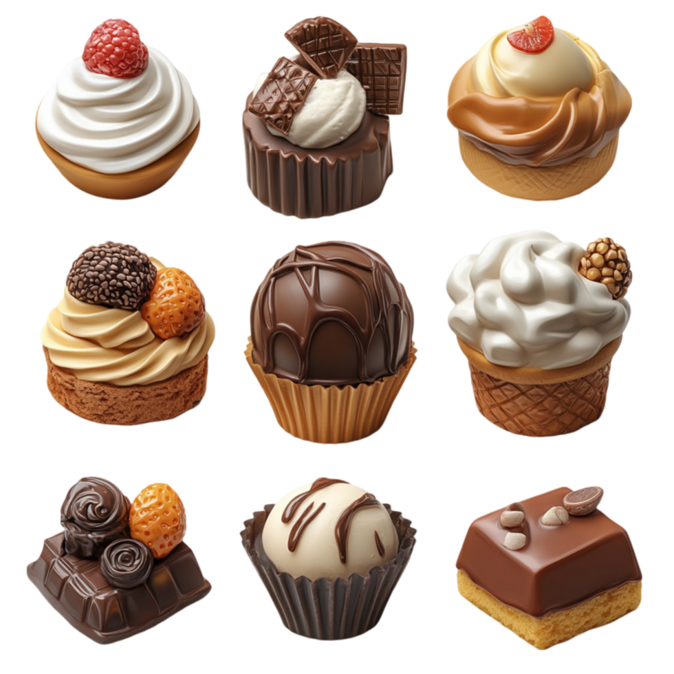 Nine Sweet Desserts in a Grid png