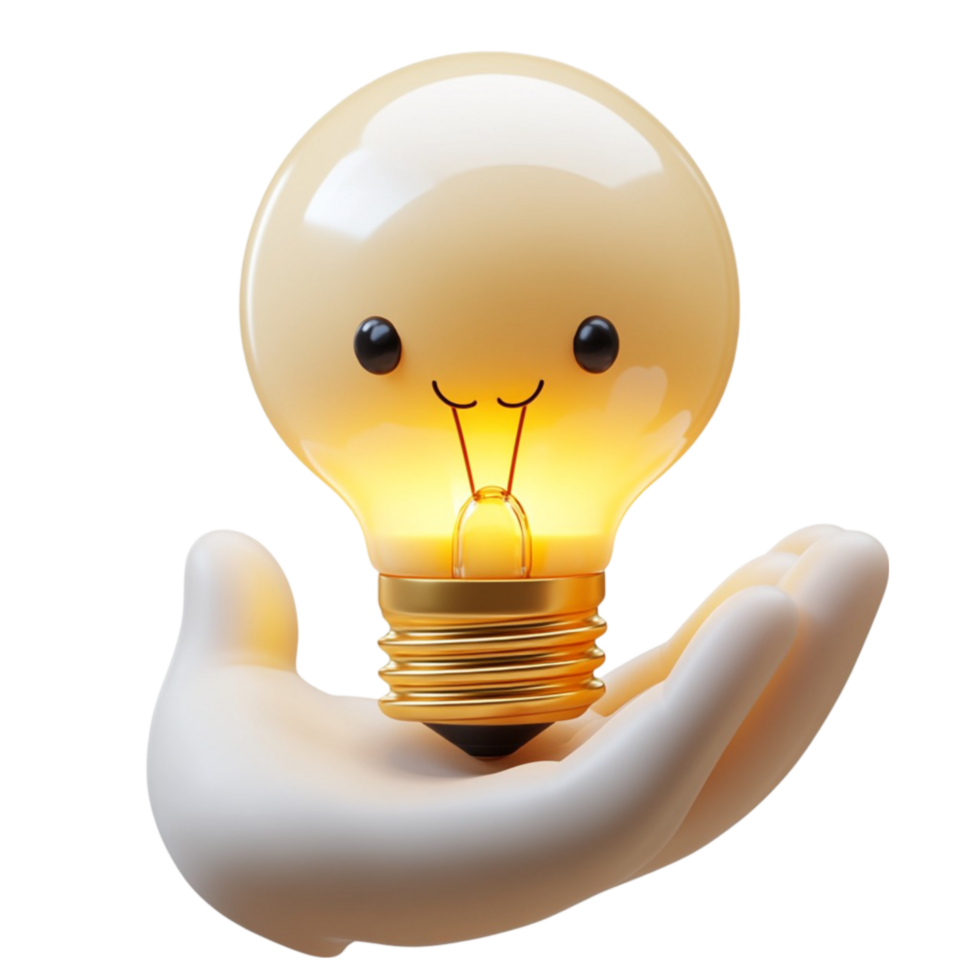 Smiling Light Bulb Character png