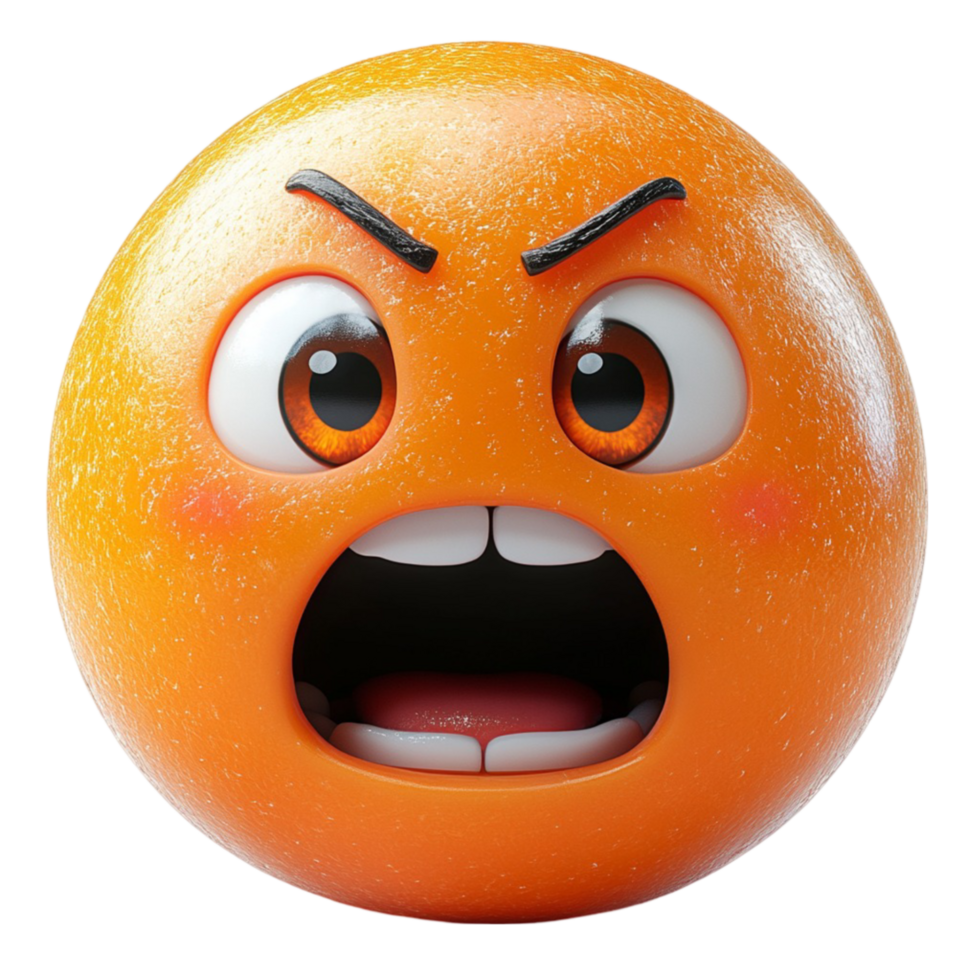 Angry Orange Emoji with Furious Expression png