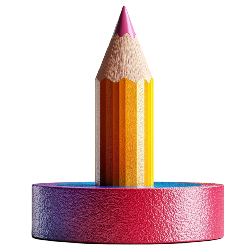 Decorative Orange Pencil 3D png