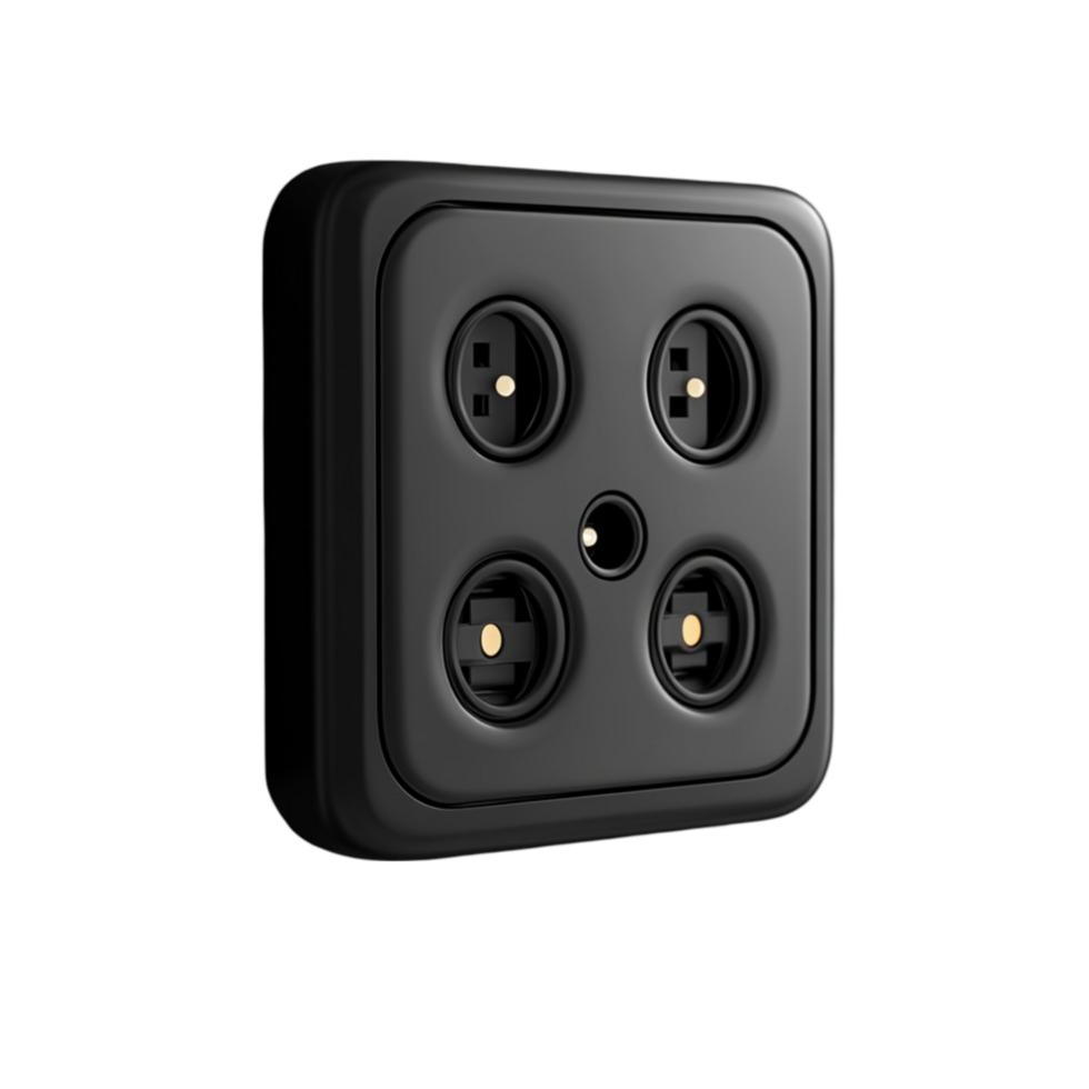Black Quad Power Socket png