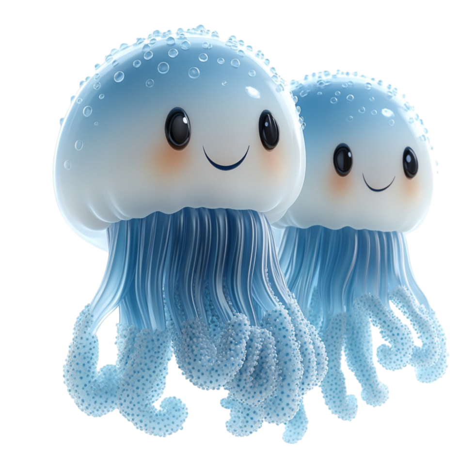 Adorable Blue Jellyfish Pair png