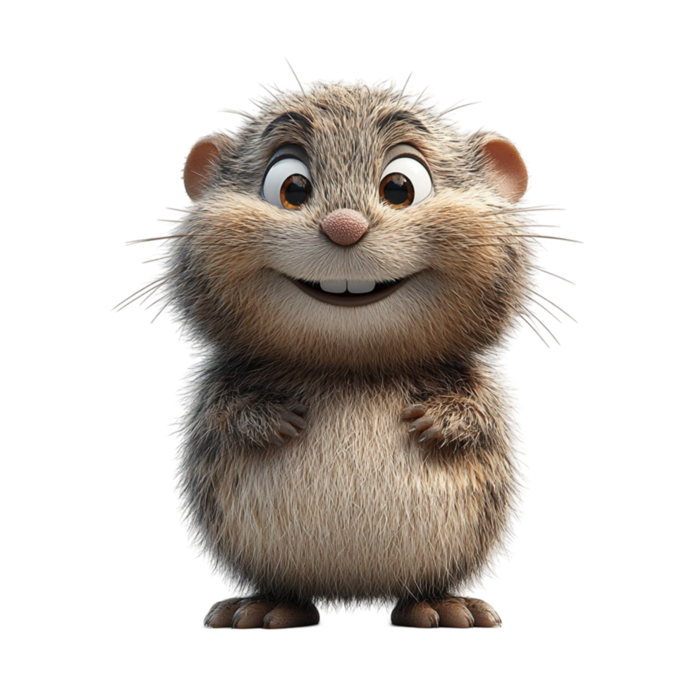 Fluffy Hamster Cartoon with a Cheerful Look png