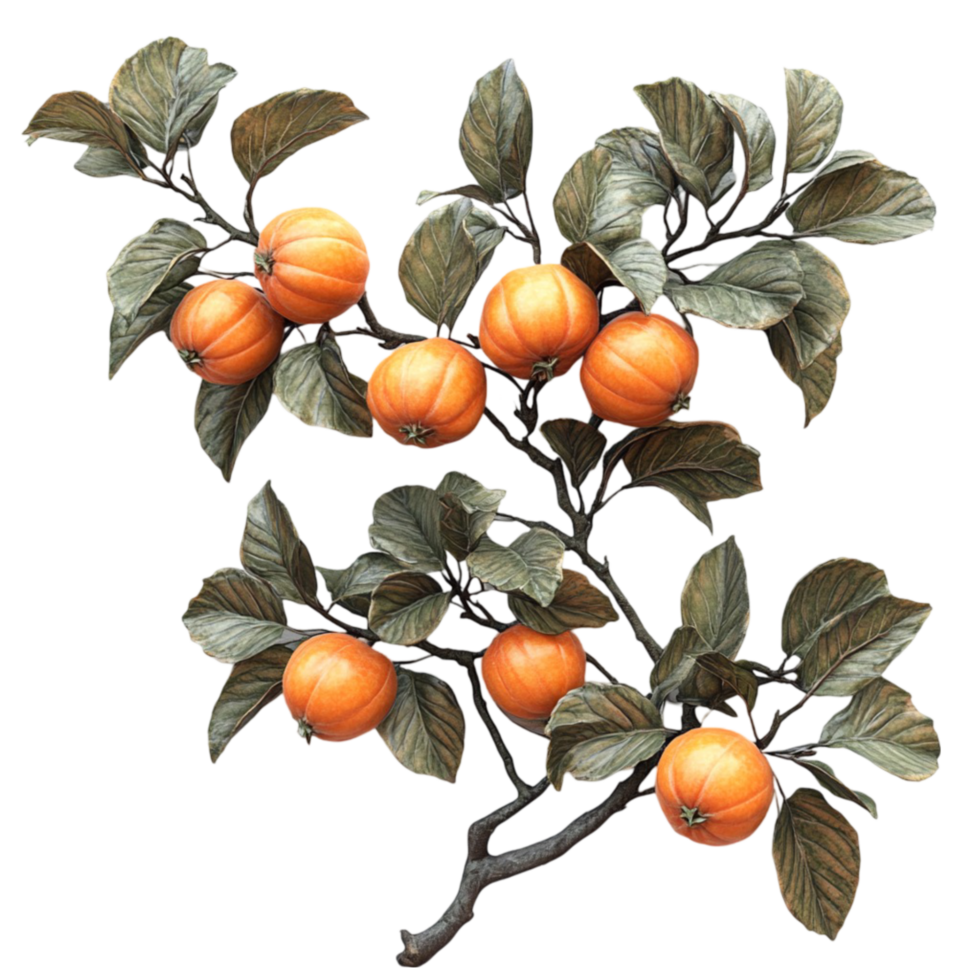 Orange Fruits Cluster on Tree Branches png