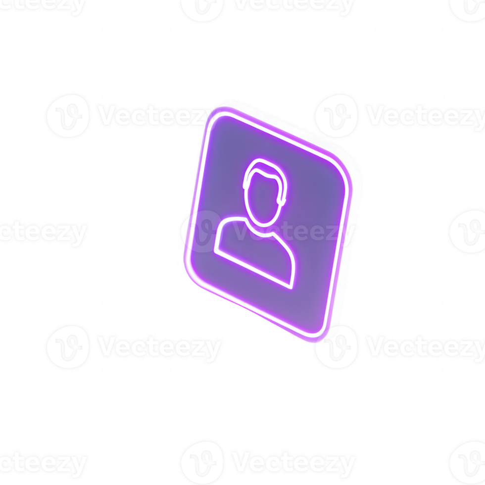 Stylized neon user icon on a transparent background for digital applications. png