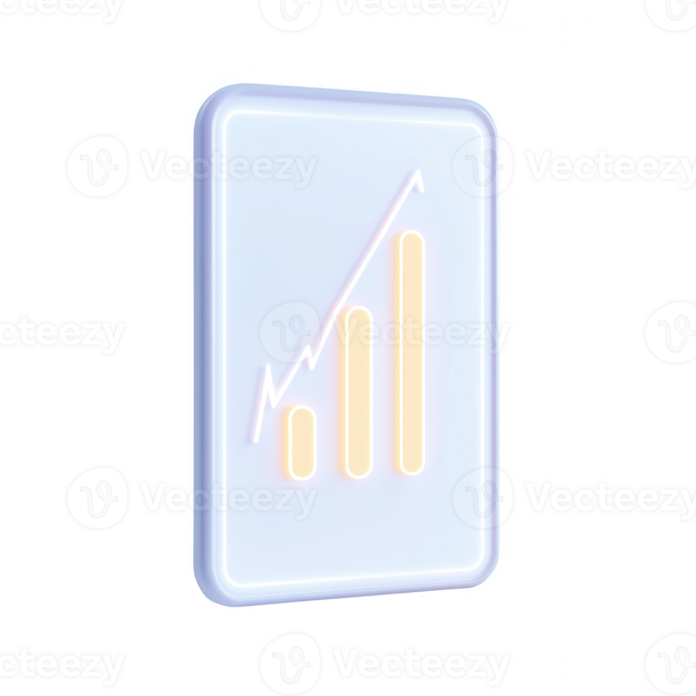 Illustration of a glowing chart indicating growth in a digital format. png