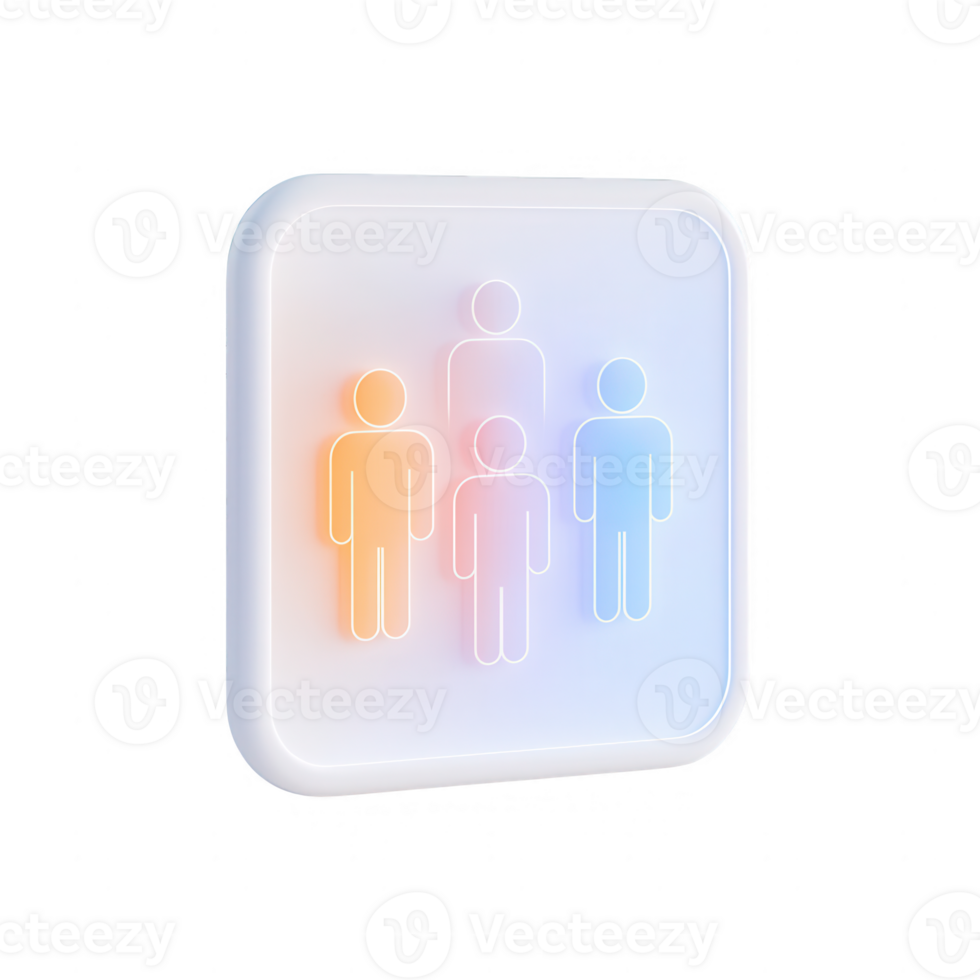 Modern icon symbolizing people in a digital world with soft gradient colors. png