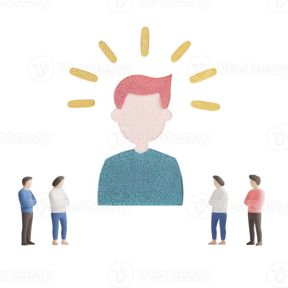 Illustration representing influence and leadership in a group setting. png